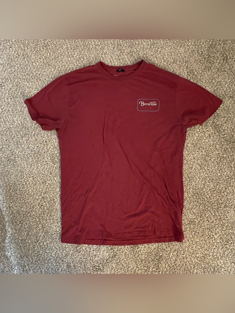 Brixton Men's Deep Red Crewneck Logo Tee